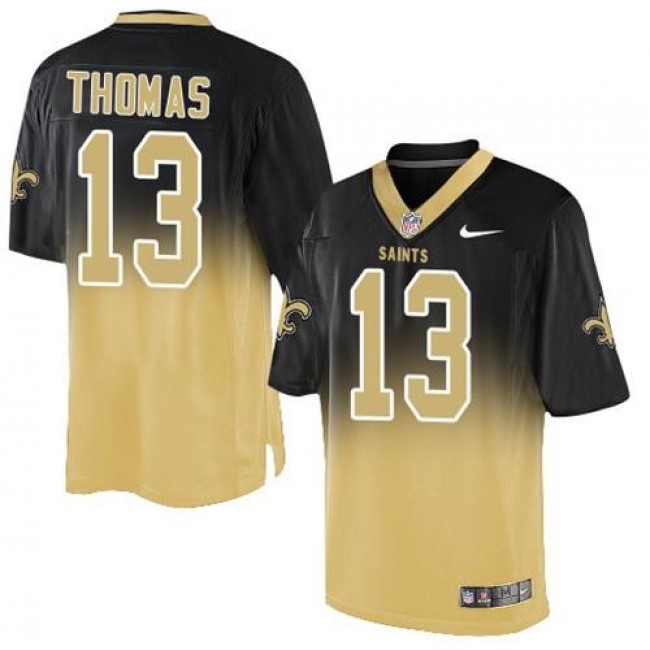 Nike Saints #13 Michael Thomas Black/Gold Men's Stitched NFL Elite Fadeaway Fashion Jersey