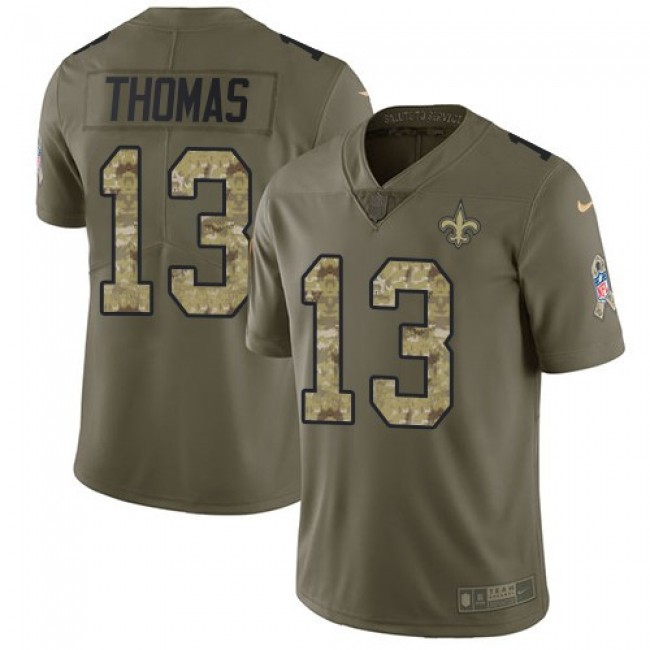 Nike Saints #13 Michael Thomas Olive/Camo Men's Stitched NFL Limited 2017 Salute To Service Jersey