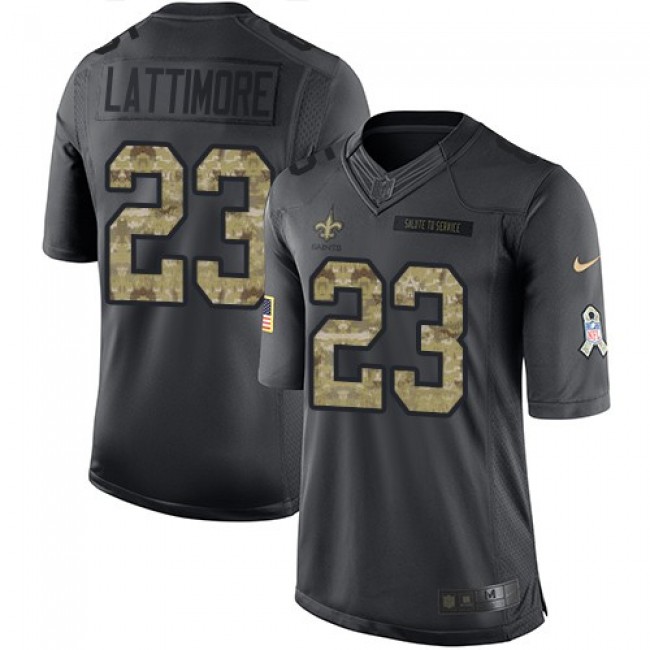 New Orleans Saints #23 Marshon Lattimore Black Youth Stitched NFL Limited 2016 Salute to Service Jersey