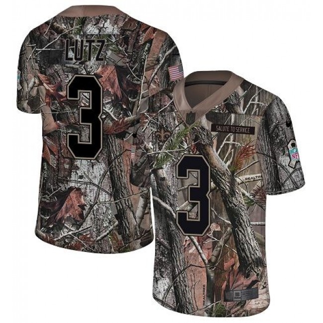 Nike Saints #3 Wil Lutz Camo Men's Stitched NFL Limited Rush Realtree Jersey