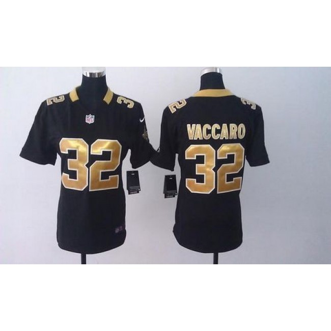 Women's Saints #32 Kenny Vaccaro Black Team Color Stitched NFL Elite Jersey
