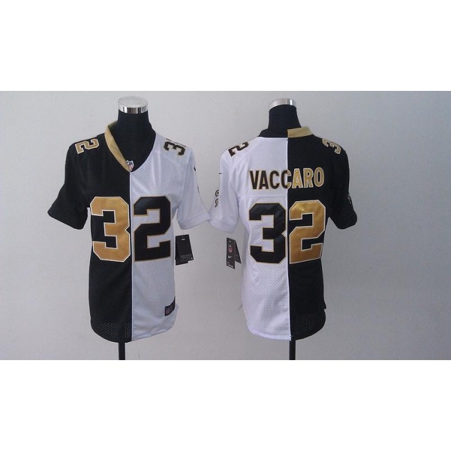 Women's Saints #32 Kenny Vaccaro Black White Stitched NFL Elite Split Jersey