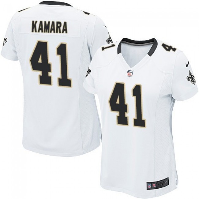 Women's Saints #41 Alvin Kamara White Stitched NFL Elite Jersey
