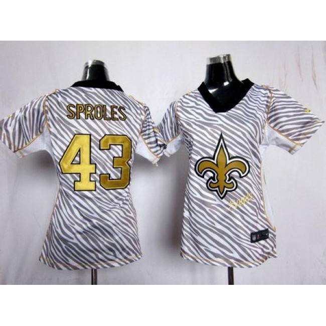 Women's Saints #43 Darren Sproles Zebra Stitched NFL Elite Jersey