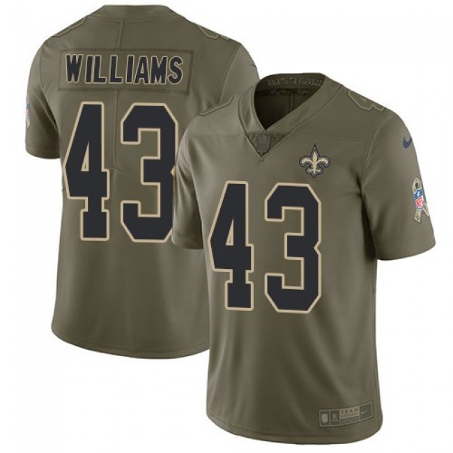 New Orleans Saints #43 Marcus Williams Olive Youth Stitched NFL Limited 2017 Salute to Service Jersey