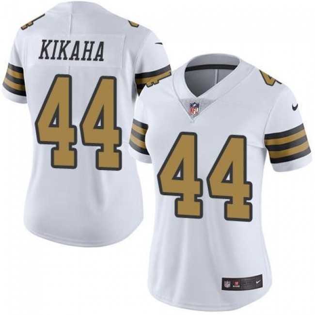Women's Saints #44 Hau'oli Kikaha White Stitched NFL Limited Rush Jersey