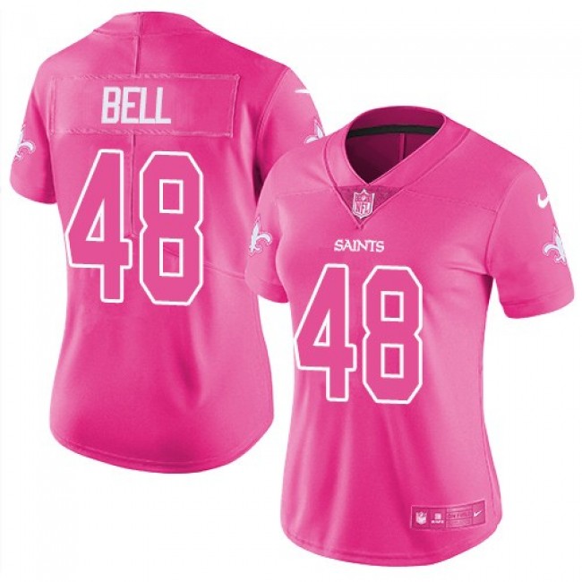 Women's Saints #48 Vonn Bell Pink Stitched NFL Limited Rush Jersey