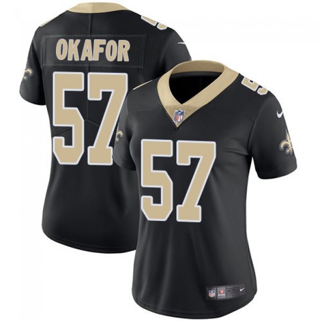 Women's Saints #57 Alex Okafor Black Team Color Stitched NFL Vapor Untouchable Limited Jersey