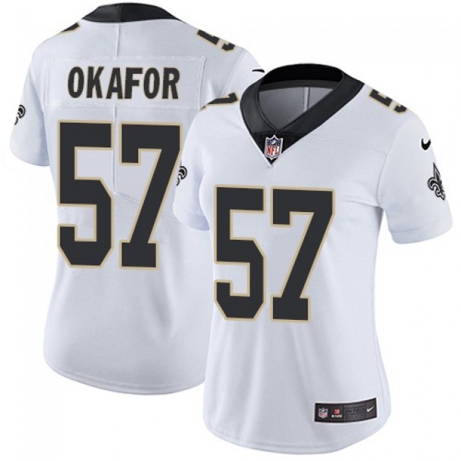 Women's Saints #57 Alex Okafor White Stitched NFL Vapor Untouchable Limited Jersey