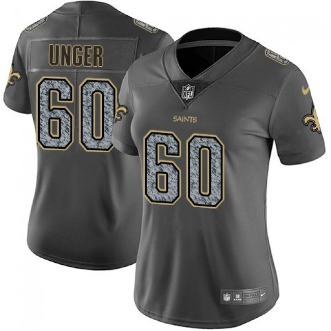 Women's Saints #60 Max Unger Gray Static Stitched NFL Vapor Untouchable Limited Jersey