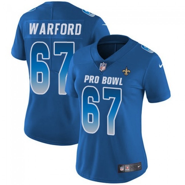 Women's Saints #67 Larry Warford Royal Stitched NFL Limited NFC 2018 Pro Bowl Jersey