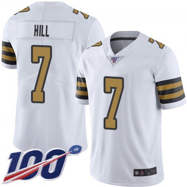 Nike Saints #7 Taysom Hill White Men's Stitched NFL Limited Rush 100th Season Jersey