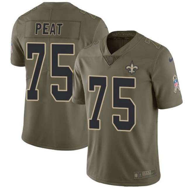 New Orleans Saints #75 Andrus Peat Olive Youth Stitched NFL Limited 2017 Salute to Service Jersey
