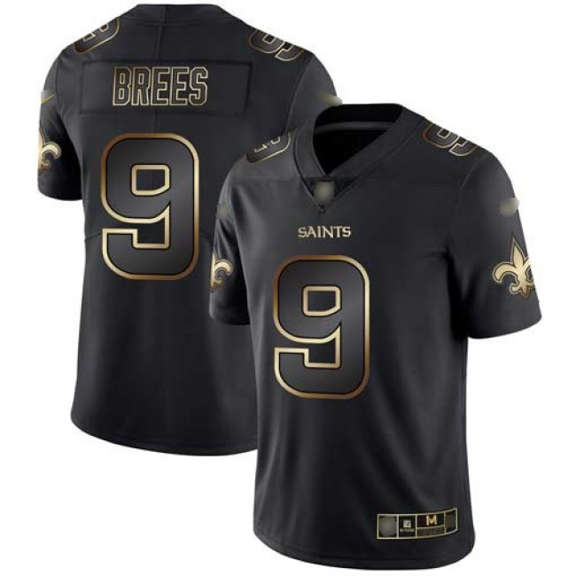 Nike Saints #9 Drew Brees Black/Gold Men's Stitched NFL Vapor Untouchable Limited Jersey