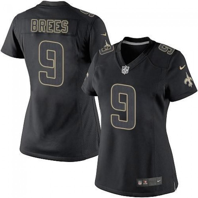 Women's Saints #9 Drew Brees Black Impact Stitched NFL Limited Jersey