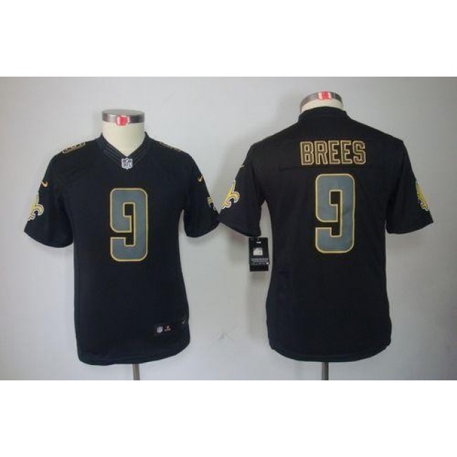 New Orleans Saints #9 Drew Brees Black Impact Youth Stitched NFL Limited Jersey