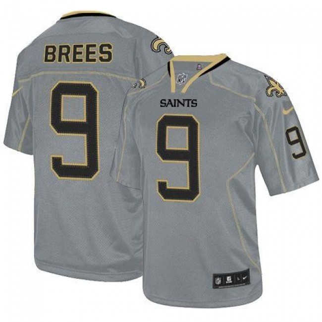 New Orleans Saints #9 Drew Brees Lights Out Grey Youth Stitched NFL Elite Jersey