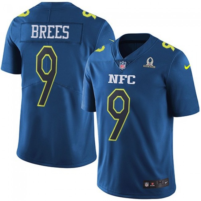 New Orleans Saints #9 Drew Brees Navy Youth Stitched NFL Limited NFC 2017 Pro Bowl Jersey
