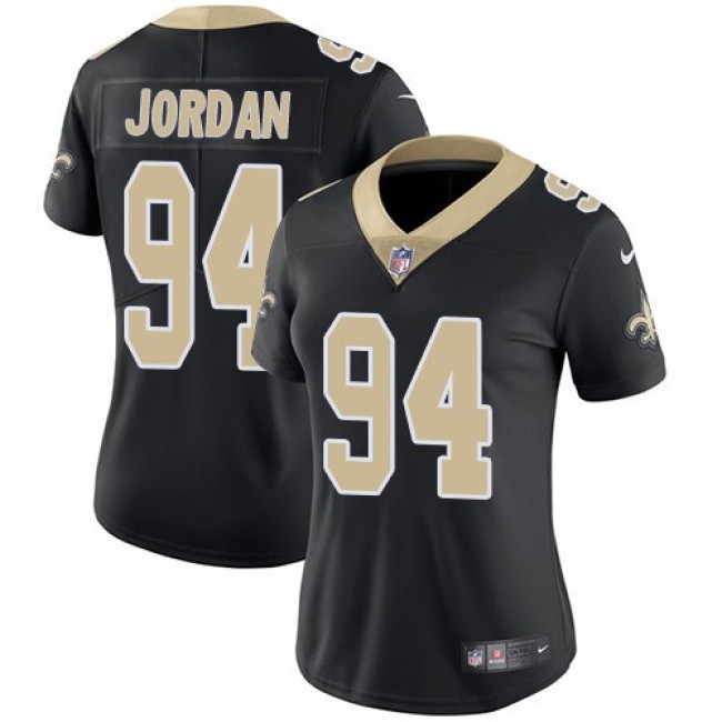 Women's Saints #94 Cameron Jordan Black Team Color Stitched NFL Vapor Untouchable Limited Jersey