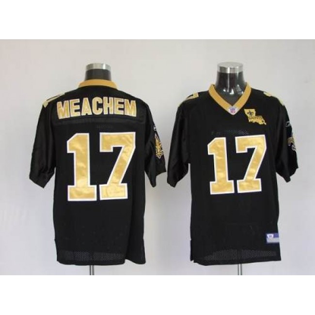 Saints #17 Robert Meachem Black Stitched NFL Jersey