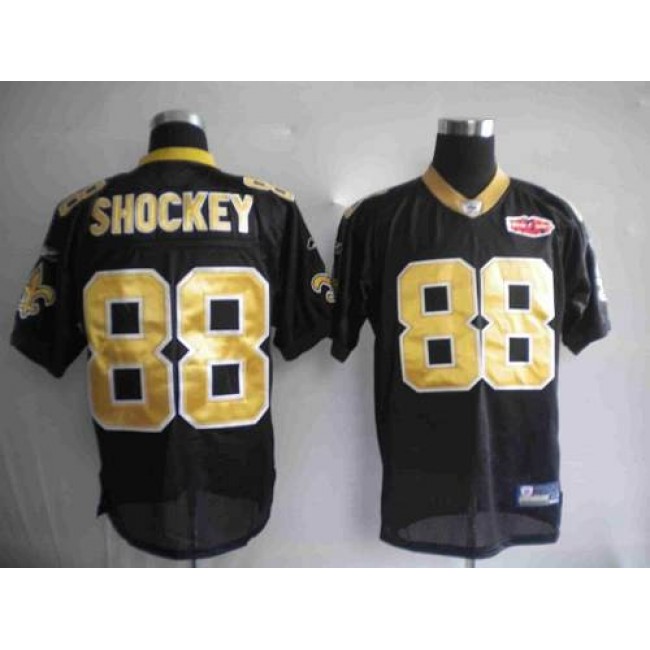 Saints #88 Jeremy Shockey Black With Super Bowl Patch Stitched NFL Jersey