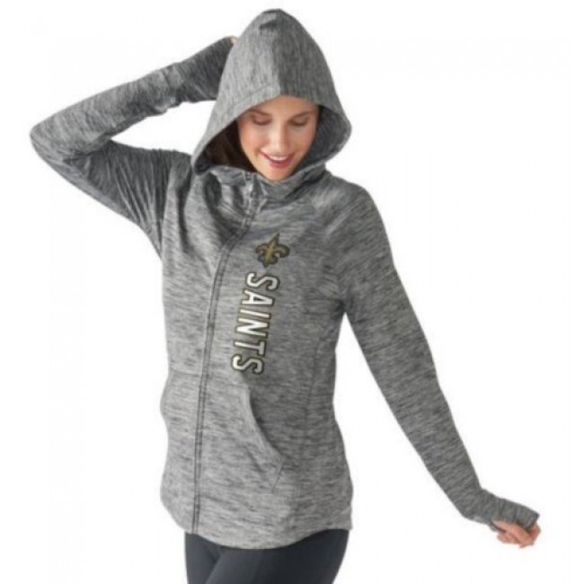 Women's NFL New Orleans Saints G-III 4Her by Carl Banks Recovery Full-Zip Hoodie Heathered Gray Jersey