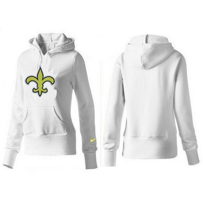 Women's New Orleans Saints Logo Pullover Hoodie White Jersey