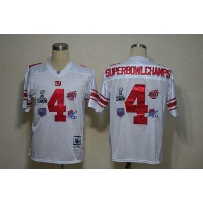 Giants #4 SuperBowl Champs White Stitched NFL Jersey