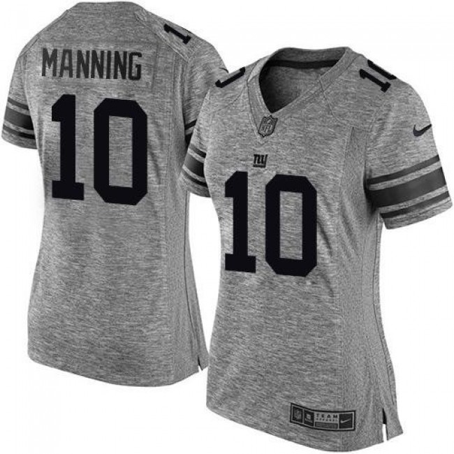 Women's Giants #10 Eli Manning Gray Stitched NFL Limited Gridiron Gray Jersey