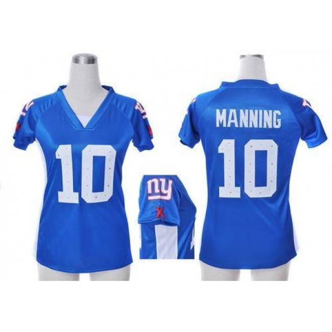 Women's Giants #10 Eli Manning Royal Blue Team Color Draft Him Name Number Top Stitched NFL Elite Jersey