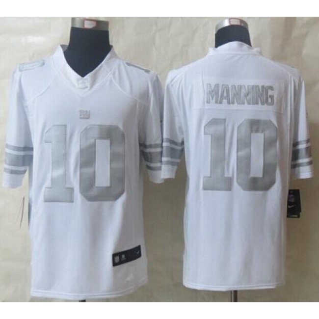 Nike Giants #10 Eli Manning White Men's Stitched NFL Limited Platinum Jersey