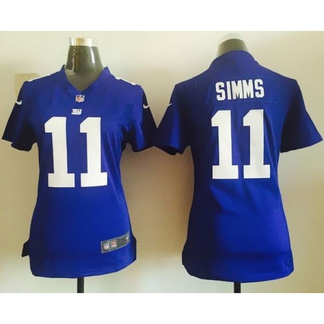 Women's Giants #11 Phil Simms Royal Blue Team Color Stitched NFL Elite Jersey