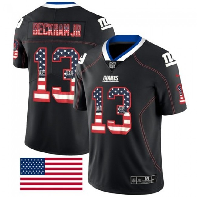 Nike Giants #13 Odell Beckham Jr Black Men's Stitched NFL Limited Rush USA Flag Jersey
