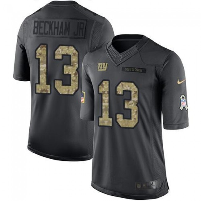 New York Giants #13 Odell Beckham Jr Black Youth Stitched NFL Limited 2016 Salute to Service Jersey