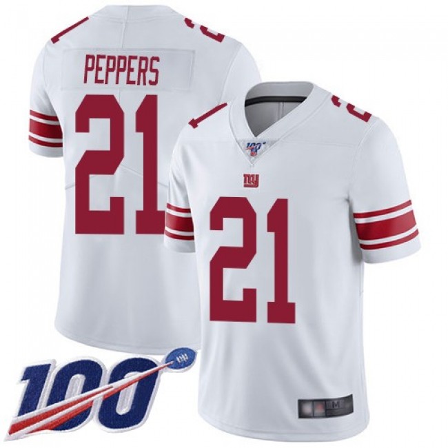 Nike Giants #21 Jabrill Peppers White Men's Stitched NFL 100th Season Vapor Limited Jersey