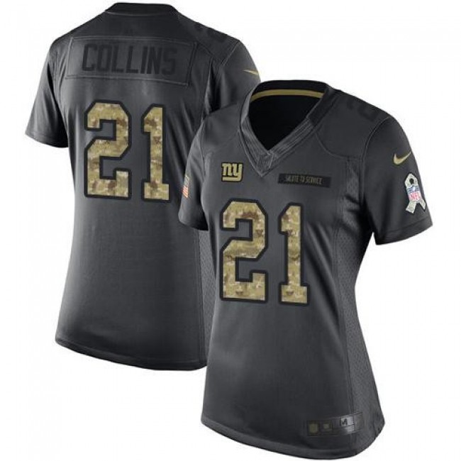 Women's Giants #21 Landon Collins Black Stitched NFL Limited 2016 Salute to Service Jersey