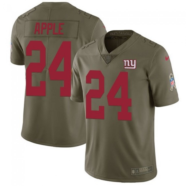 New York Giants #24 Eli Apple Olive Youth Stitched NFL Limited 2017 Salute to Service Jersey