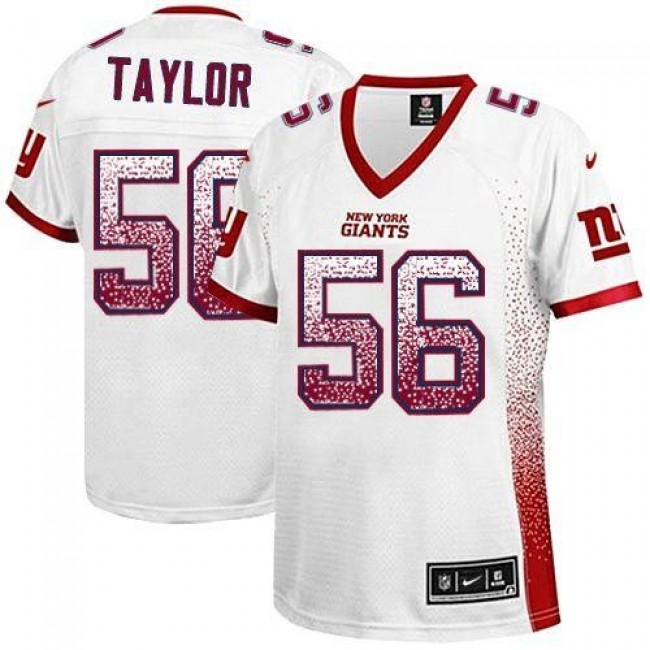 Women's Giants #56 Lawrence Taylor White Stitched NFL Elite Drift Jersey