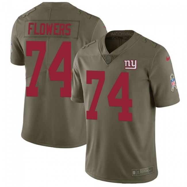 New York Giants #74 Ereck Flowers Olive Youth Stitched NFL Limited 2017 Salute to Service Jersey
