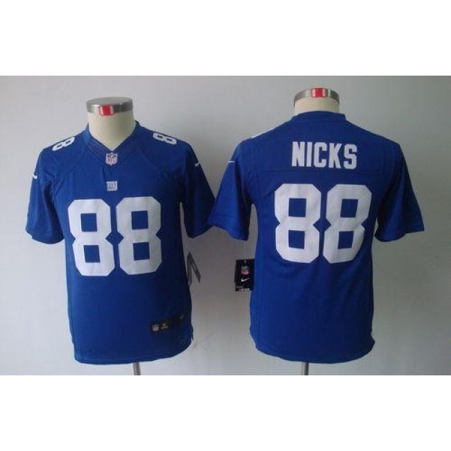 New York Giants #88 Hakeem Nicks Royal Blue Team Color Youth Stitched NFL Limited Jersey