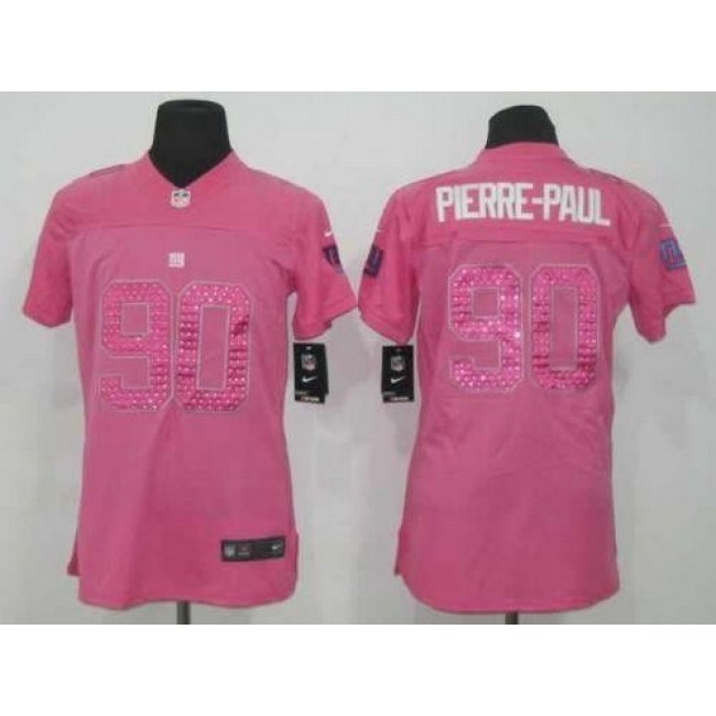 Women's Giants #90 Jason Pierre-Paul Pink Sweetheart Stitched NFL Elite Jersey