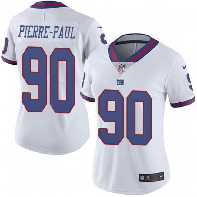 Women's Giants #90 Jason Pierre-Paul White Stitched NFL Limited Rush Jersey