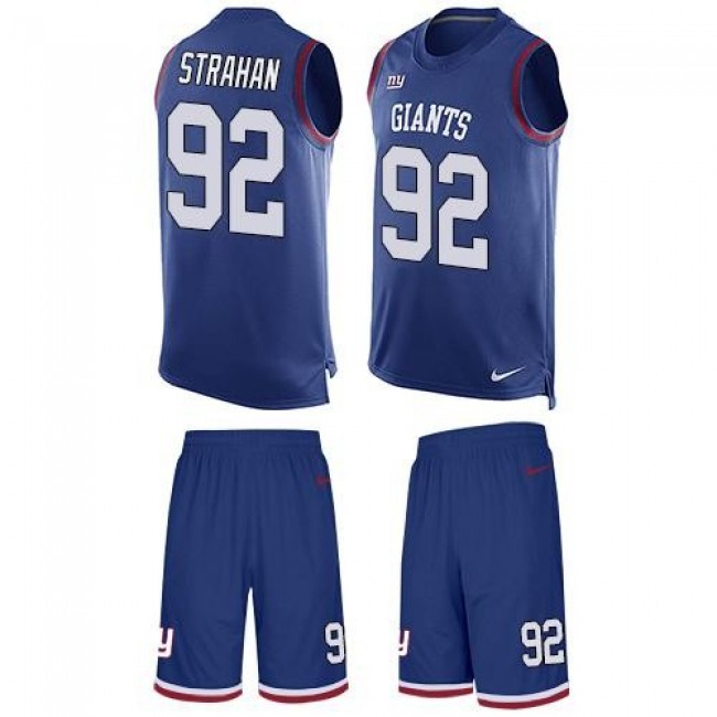 Nike Giants #92 Michael Strahan Royal Blue Team Color Men's Stitched NFL Limited Tank Top Suit Jersey