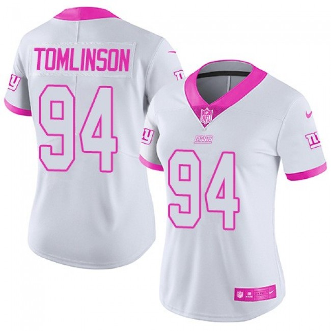 Women's Giants #94 Dalvin Tomlinson White Pink Stitched NFL Limited Rush Jersey