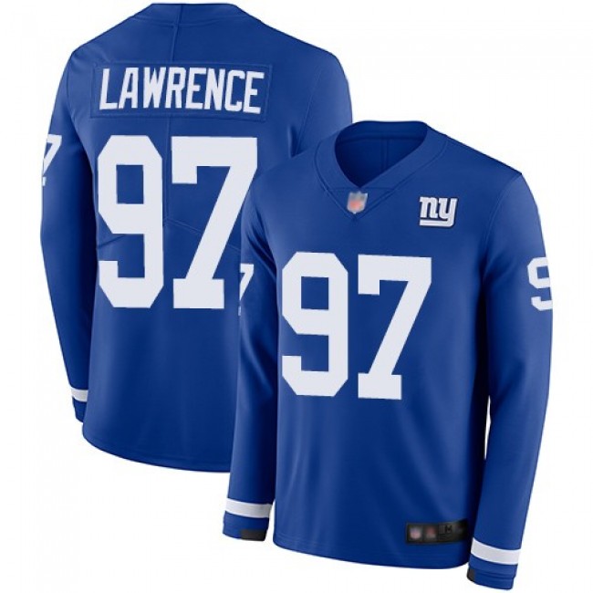 Nike Giants #97 Dexter Lawrence Royal Blue Team Color Men's Stitched NFL Limited Therma Long Sleeve Jersey