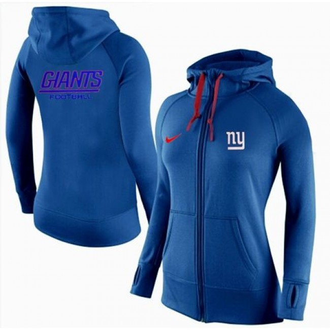Women's New York Giants Full-Zip Hoodie Blue Jersey