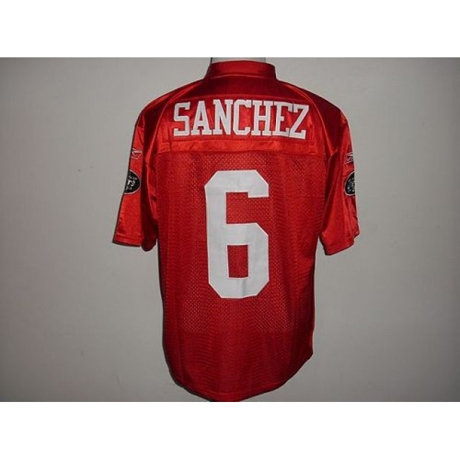 Jets #6 Mark Sanchez Red QB Practice Stitched NFL Jersey