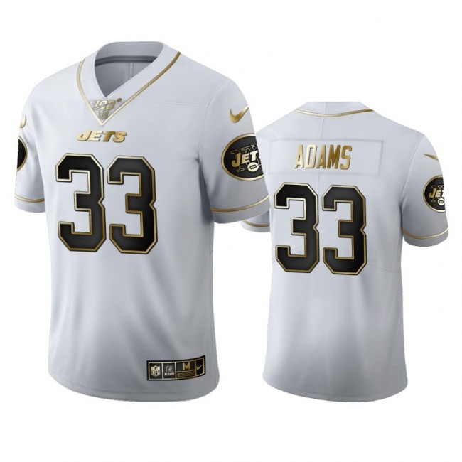 New York Jets #33 Jamal Adams Men's Nike White Golden Edition Vapor Limited NFL 100 Jersey