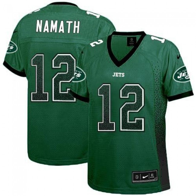 Women's Jets #12 Joe Namath Green Team Color Stitched NFL Elite Drift Jersey