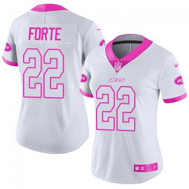 Women's Jets #22 Matt Forte White Pink Stitched NFL Limited Rush Jersey
